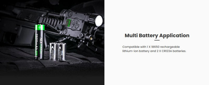 Lampe arme à feu Nextorch WL60 - 700Lumens - laser vert - Fixation sur rail  NYCTALOPE  