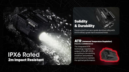 Lampe rechargeable pour arme Nitecore NPL25GL - 900 Lumens et laser vert  NYCTALOPE  