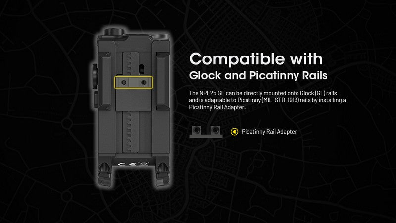 Lampe rechargeable pour arme Nitecore NPL25GL - 900 Lumens et laser vert  NYCTALOPE  