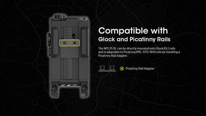 Lampe rechargeable pour arme Nitecore NPL25GL - 900 Lumens et laser vert  NYCTALOPE  