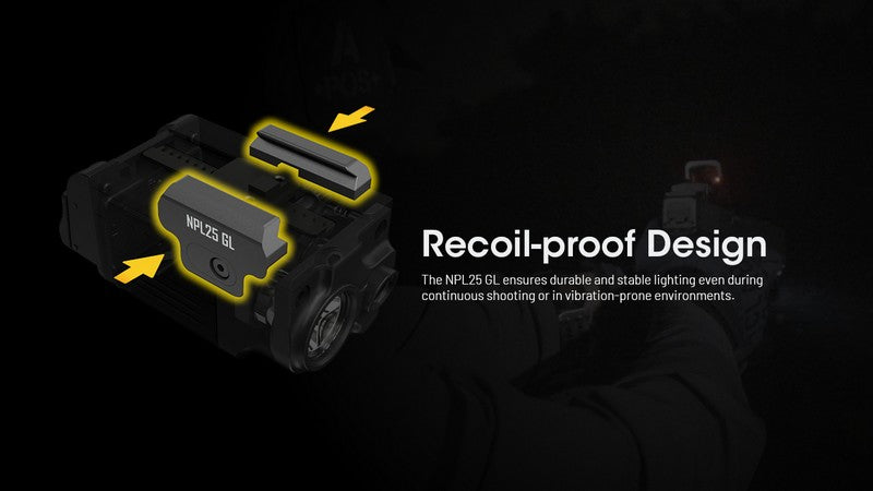 Lampe rechargeable pour arme Nitecore NPL25GL - 900 Lumens et laser vert  NYCTALOPE  