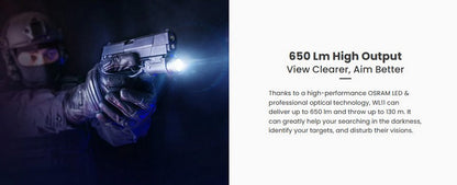 Lampe arme de poing Nextorch WL11 - 650 Lumens - Fixation sur rail  NYCTALOPE  