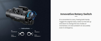 Lampe arme de poing Nextorch WL13 - 1300Lumens - Fixation sur rail  NYCTALOPE  