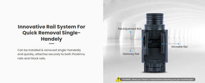 Lampe arme de poing Nextorch WL13 - 1300Lumens - Fixation sur rail  NYCTALOPE  