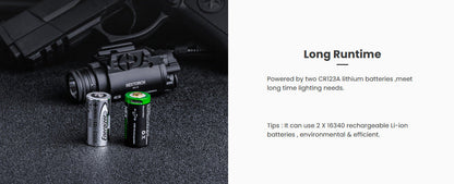 Lampe arme de poing Nextorch WL13 - 1300Lumens - Fixation sur rail  NYCTALOPE  