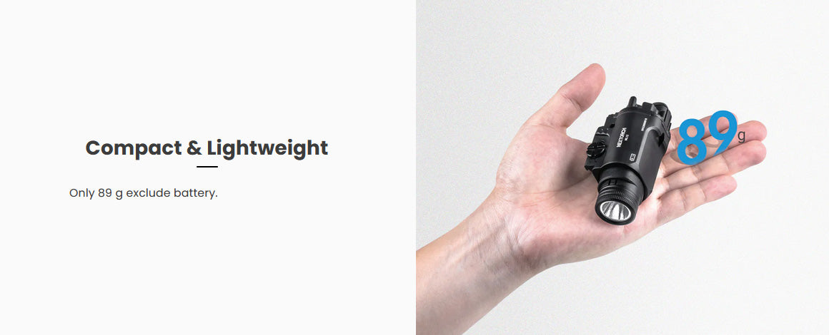 Lampe arme de poing Nextorch WL13 - 1300Lumens - Fixation sur rail  NYCTALOPE  