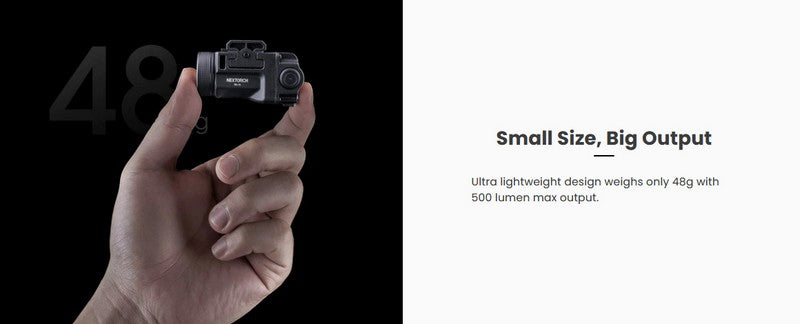Lampe arme de poing Nextorch WL14 - 500 Lumens - Rechargeable - Fixation sur rail  NYCTALOPE  