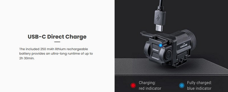 Lampe arme de poing Nextorch WL14 - 500 Lumens - Rechargeable - Fixation sur rail  NYCTALOPE  