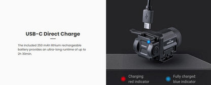 Lampe arme de poing Nextorch WL14 - 500 Lumens - Rechargeable - Fixation sur rail  NYCTALOPE  