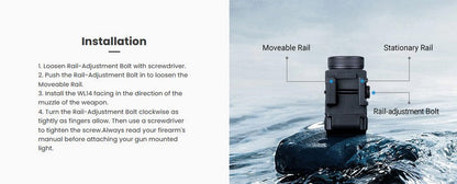 Lampe arme de poing Nextorch WL14 - 500 Lumens - Rechargeable - Fixation sur rail  NYCTALOPE  