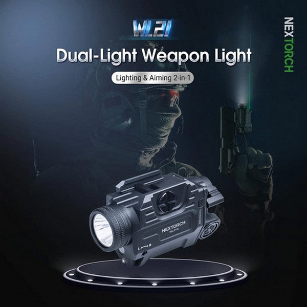 Lampe arme de poing Nextorch WL21G - 650 Lumens + laser vert - Fixation sur rail