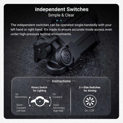 Lampe arme de poing Nextorch WL21G - 650 Lumens + laser vert - Fixation sur rail  NYCTALOPE  