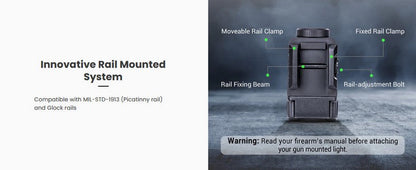 Lampe arme de poing Nextorch WL22G - 650 Lumens + laser vert - Fixation sur rail  NYCTALOPE  