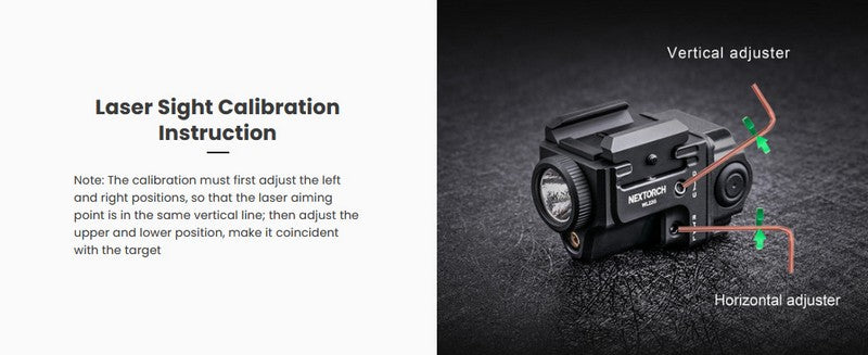 Lampe arme de poing Nextorch WL22G - 650 Lumens + laser vert - Fixation sur rail  NYCTALOPE  