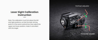 Lampe arme de poing Nextorch WL22G - 650 Lumens + laser vert - Fixation sur rail  NYCTALOPE  