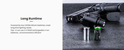 Lampe arme de poing Nextorch WL23G - 1300Lumens + laser vert - Fixation sur rail  NYCTALOPE  