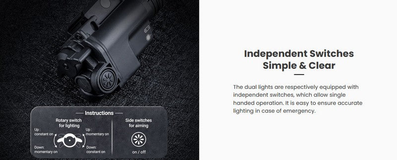 Lampe arme de poing Nextorch WL23G - 1300Lumens + laser vert - Fixation sur rail  NYCTALOPE  