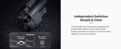 Lampe arme de poing Nextorch WL23G - 1300Lumens + laser vert - Fixation sur rail  NYCTALOPE  