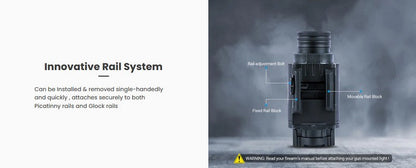 Lampe arme de poing Nextorch WL23G - 1300Lumens + laser vert - Fixation sur rail  NYCTALOPE  