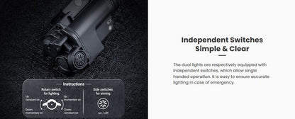 Lampe arme de poing Nextorch WL23R - 1300 Lumens + laser rouge - Fixation sur rail - NYCTALOPE