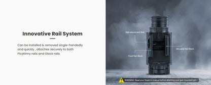 Lampe arme de poing Nextorch WL23R - 1300 Lumens + laser rouge - Fixation sur rail - NYCTALOPE