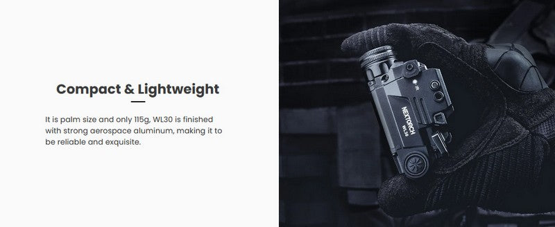 Lampe arme de poing Nextorch WL30 - 400 Lumens - laser vert et IR Infra rouge - Fixation sur rail  NYCTALOPE  