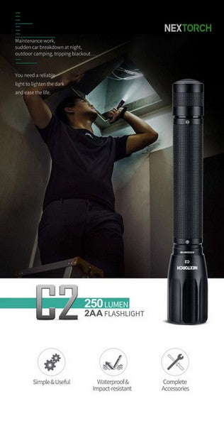 Lampe Torche de poche Nextorch C2 250 Lumens - 2 x AA  NYCTALOPE  