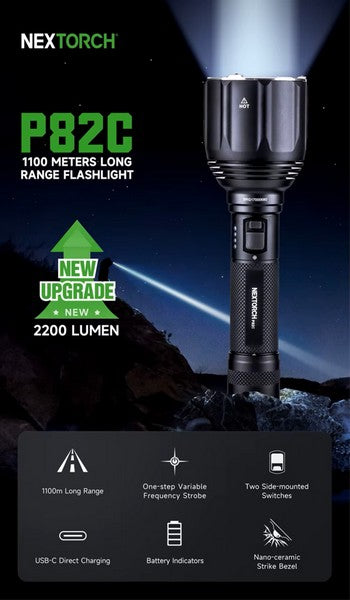 Lampe Torche Nextorch P82C - 2200 Lumens rechargeable - longue portée - NYCTALOPE