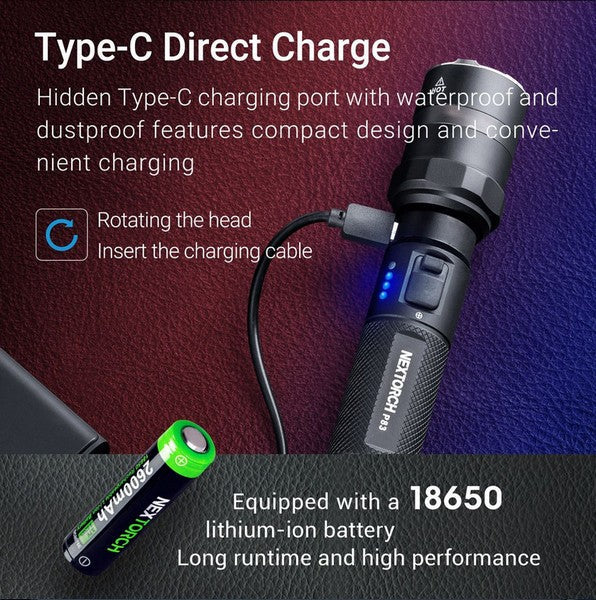 Lampe Torche Nextorch P83 - 1300 Lumens rechargeable - balise de signalisation  NYCTALOPE  