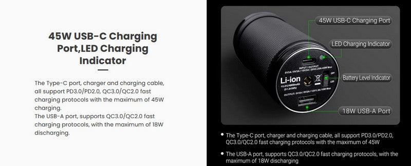 Lampe torche Nextorch ST30C - 15 000 Lumens - rechargeable - Powerbank intégré  NYCTALOPE  