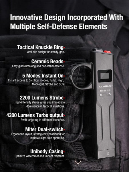 Lampe Torche FlatTac Klarus X1-E - 4200Lumens rechargeable USB-C  NYCTALOPE  