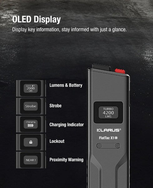 Lampe Torche FlatTac Klarus X1-E - 4200Lumens rechargeable USB-C  NYCTALOPE  