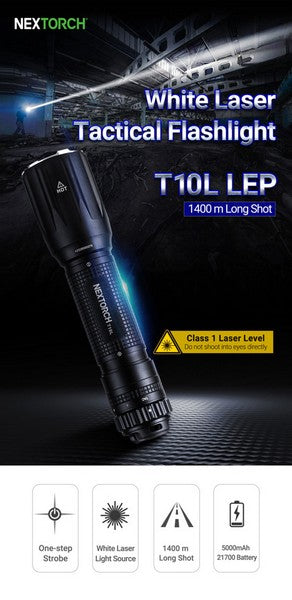 Lampe Torche Laser LEP Nextorch T10L - 520 Lumens rechargeable - Ultra longue portée  NYCTALOPE  