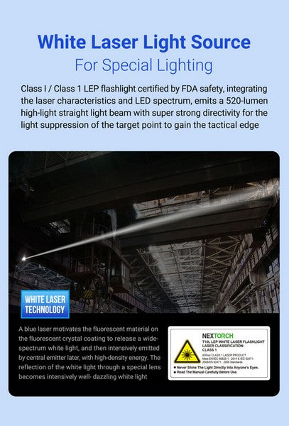 Lampe Torche Laser LEP Nextorch T10L - 520 Lumens rechargeable - Ultra longue portée  NYCTALOPE  