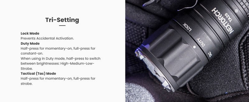 Lampe Torche Tactique Nextorch TA20 - 1000 Lumens  NYCTALOPE  