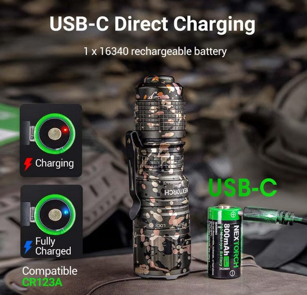 Lampe Torche Tactique Nextorch TA20NC - Camouflage - 1000 Lumens - NYCTALOPE