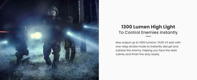 Lampe Torche Tactique Nextorch TA30 V2.0 – 1300 Lumens  NYCTALOPE  