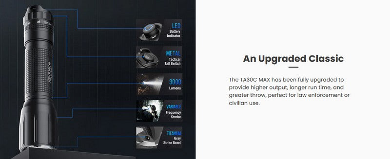 Lampe Torche Tactique Nextorch TA30C MAX - 3000 Lumens  NYCTALOPE  