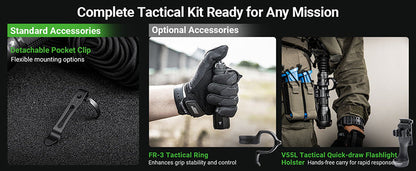 Lampe Torche Tactique Nextorch TA30D MAX SET - 4000 Lumens avec anneau tactique  NYCTALOPE  