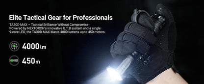 Lampe Torche Tactique Nextorch TA30D MAX SET - 4000 Lumens avec anneau tactique  NYCTALOPE  