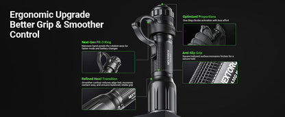 Lampe Torche Tactique Nextorch TA30D MAX SET - 4000 Lumens avec anneau tactique  NYCTALOPE  