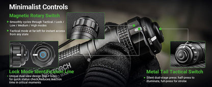 Lampe Torche Tactique Nextorch TA30D MAX SET - 4000 Lumens avec anneau tactique  NYCTALOPE  