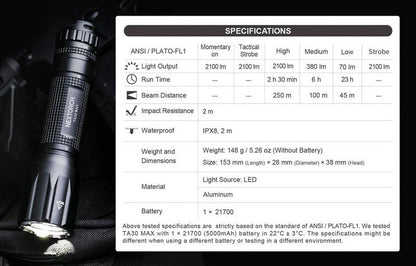 Lampe Torche Tactique Nextorch TA30 MAX - 2100 Lumens One Step Strobe  NYCTALOPE  