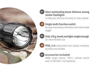 Lampe Torche tactique Nextorch T5 SET - 760 Lumens - Kit chasse  NYCTALOPE  