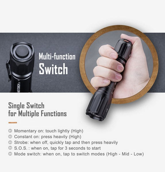 Lampe Torche tactique Nextorch T5 SET - 760 Lumens - Kit chasse  NYCTALOPE  