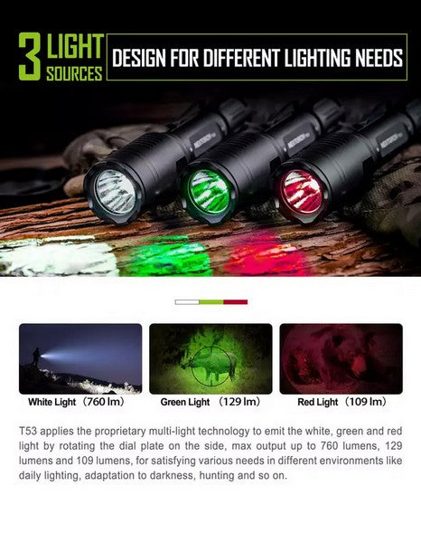 Lampe Torche tactique Nextorch T53 SET- 760 Lumens rechargeable - Kit chasse