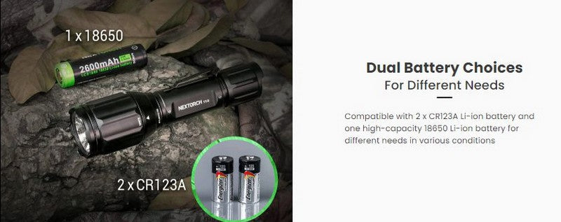 Lampe Torche tactique Nextorch T5G V2.0 SET - 1200 Lumens rechargeable - Kit chasse - lumière blanche et verte  NYCTALOPE  