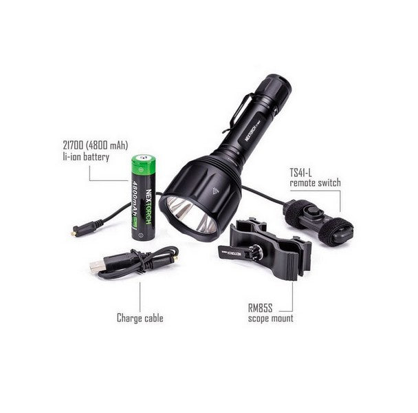 Lampe Torche tactique Nextorch T7 MAX SET - 1200 Lumens rechargeable - Kit chasse - portée 1100 mètres  NYCTALOPE  