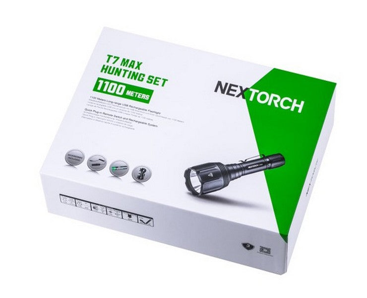 Lampe Torche tactique Nextorch T7 MAX SET - 1200 Lumens rechargeable - Kit chasse - portée 1100 mètres  NYCTALOPE  