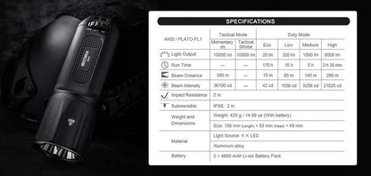 Lampe Torche Tactique Nextorch TA31 - 10000 Lumens One Step Strobe  NYCTALOPE  